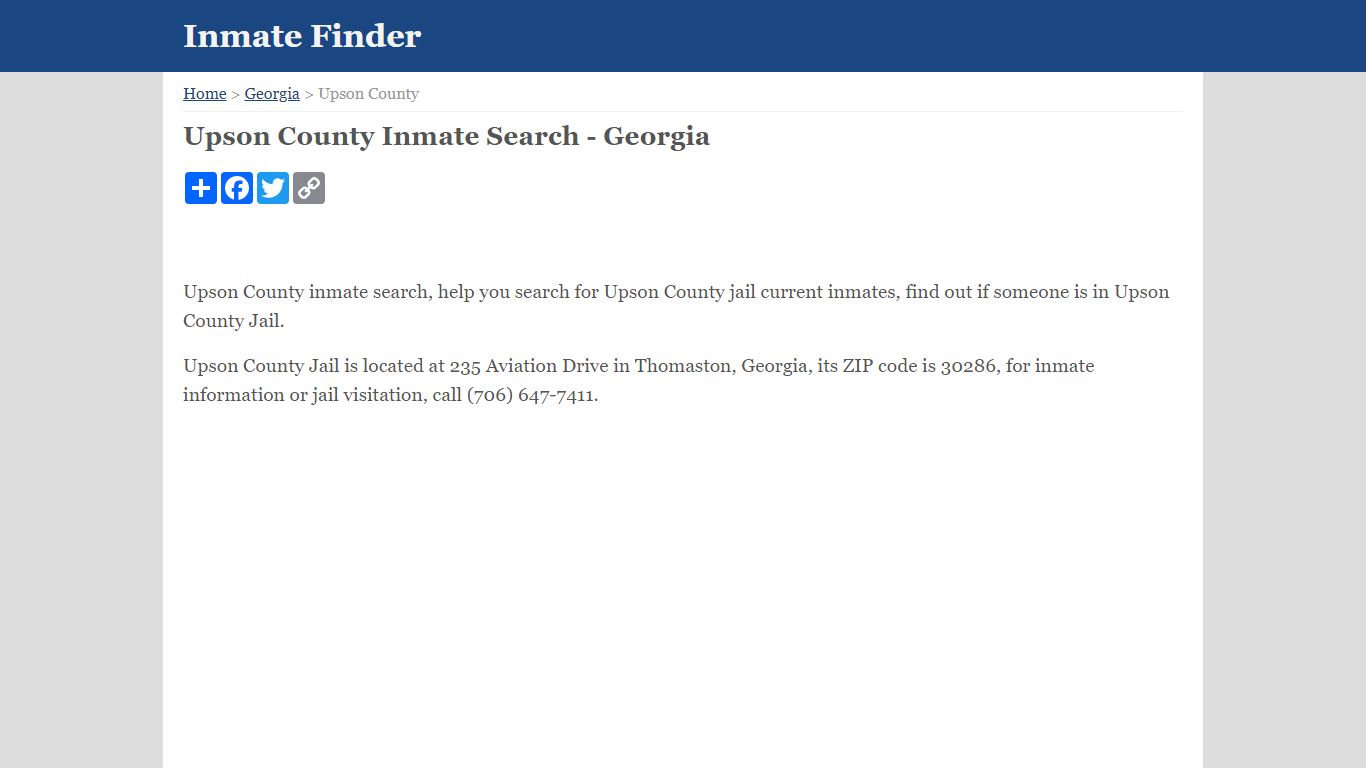 Upson County Inmate Search - Georgia
