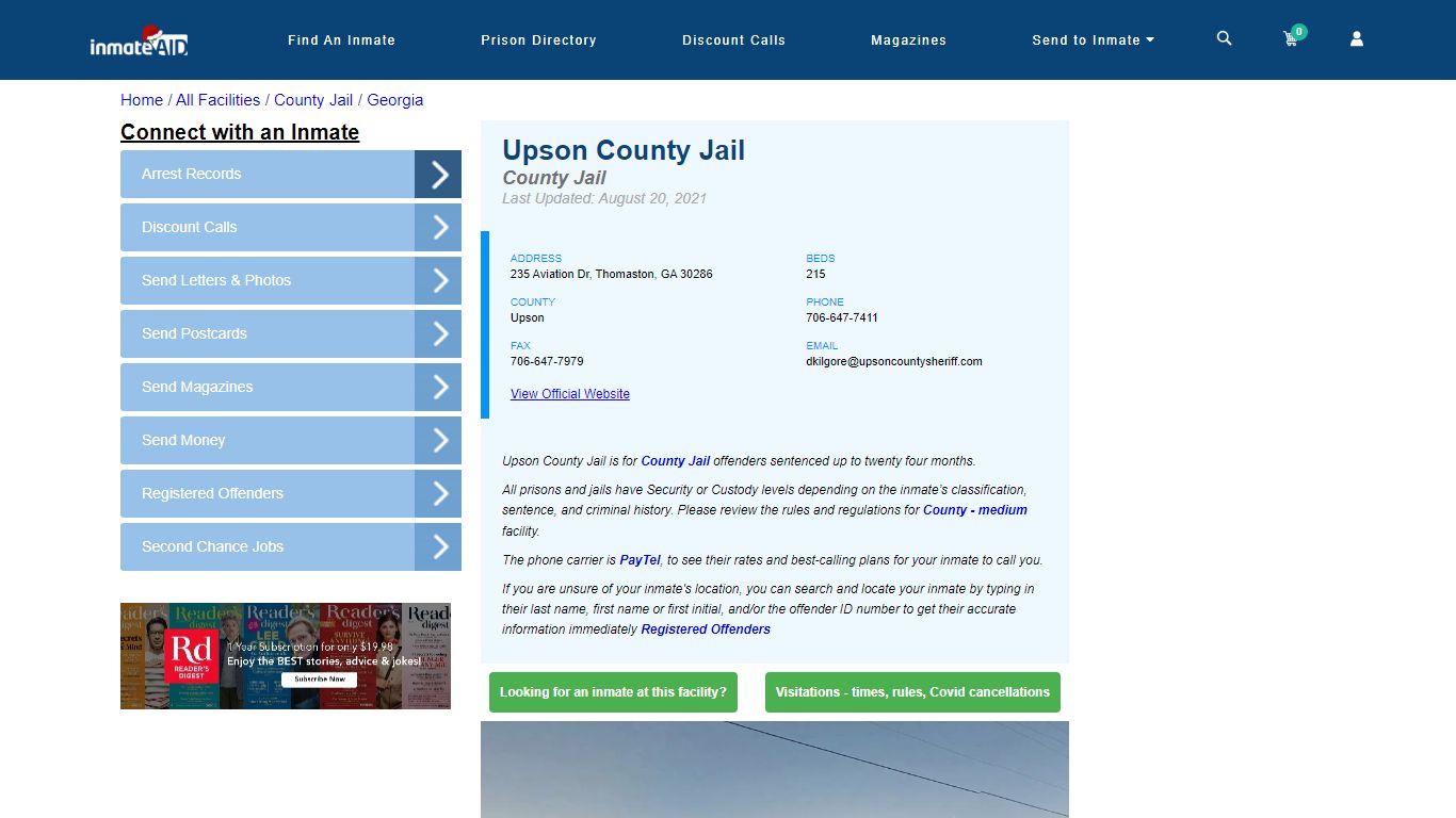 Upson County Jail - Inmate Locator - Thomaston, GA