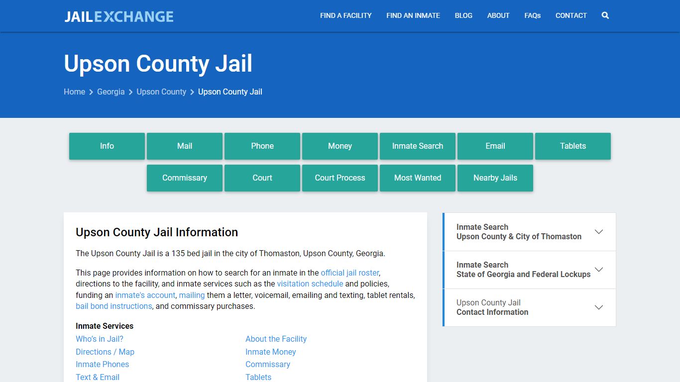 Upson County Jail, GA Inmate Search, Information - Jail Exchange